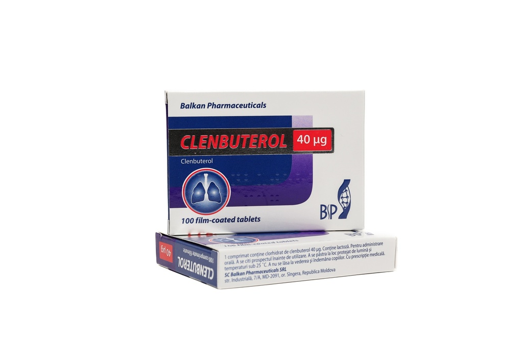 Clenbuterol -Clenbuterole Hydrochloride -40 MCG / pill -100 Tablets Blisters Box