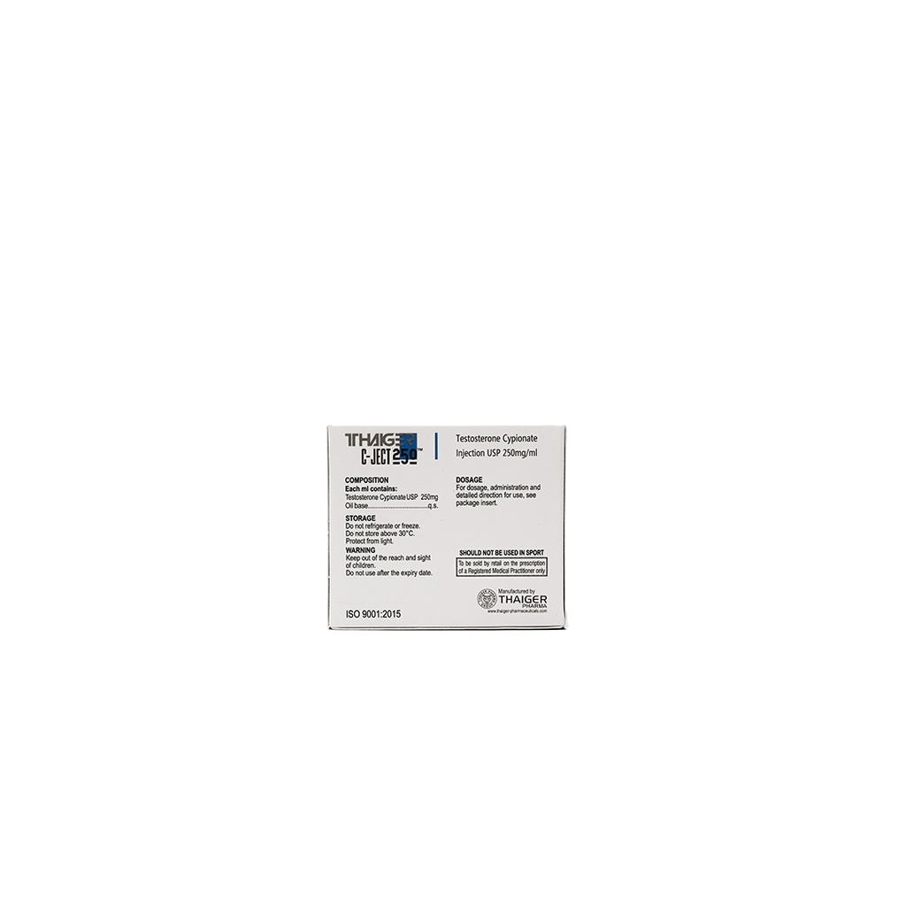 C-ject-250 -Testosterone Cypionate -250 MG/ML -10 X 1 ML AMPULE